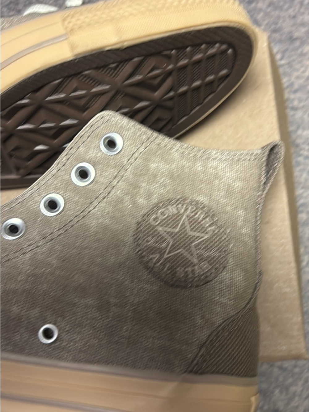 Converse Men’s High-Top hemp Sneakers in Taupe